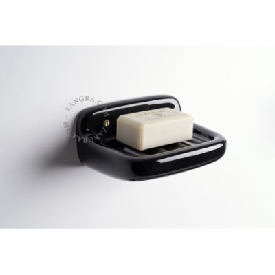Black porcelain wall-mounted soap dish Zangra