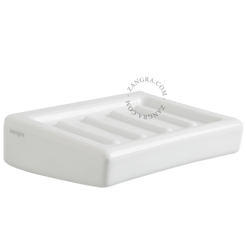 Biała porcelanowa mydelniczka ścienna Zangra