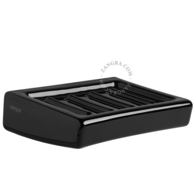 Black porcelain wall-mounted soap dish Zangra