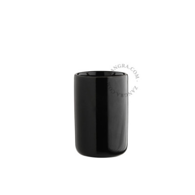 Black toothbrush holder, container and cup Zangra