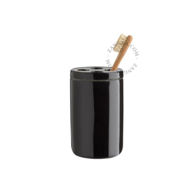 Black toothbrush holder, container and cup Zangra