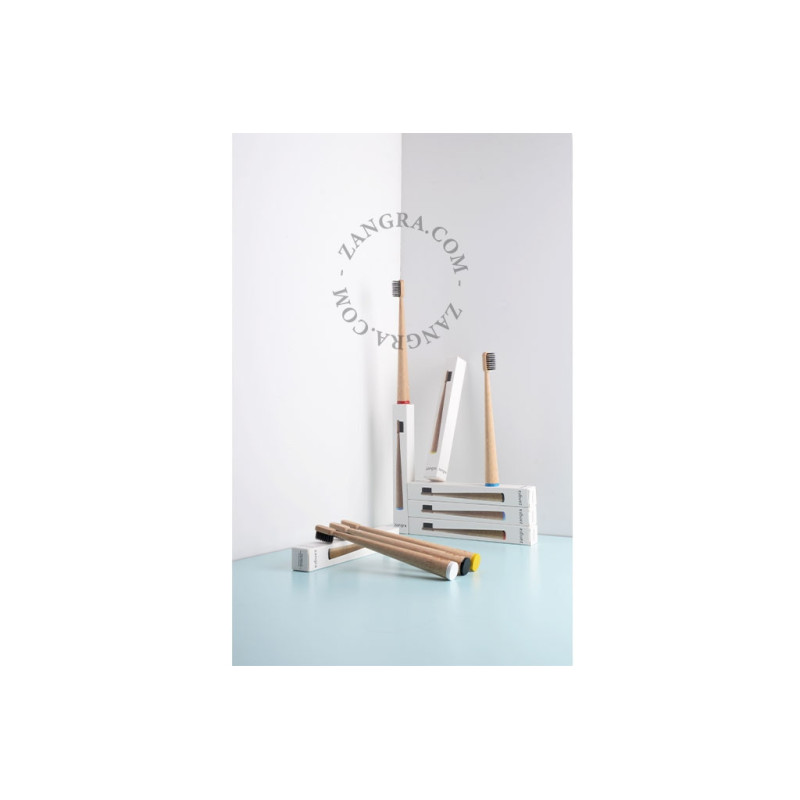 Self-standing bamboo toothbrush – blue Zangra