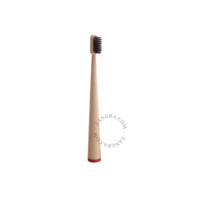 Self-standing bamboo toothbrush – red Zangra