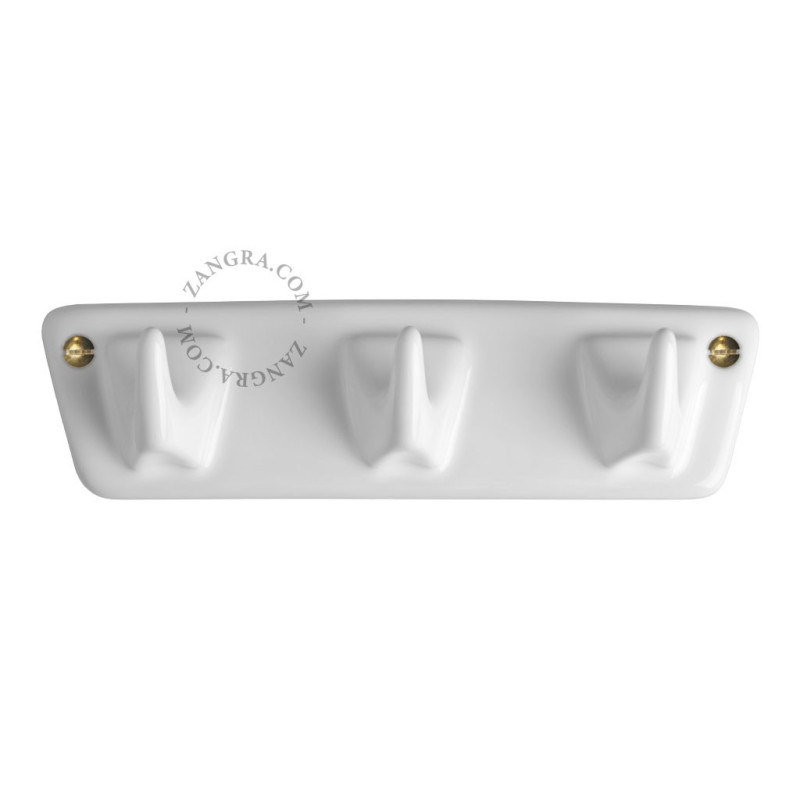 Porcelain wall rack with 3 hooks – white Zangra