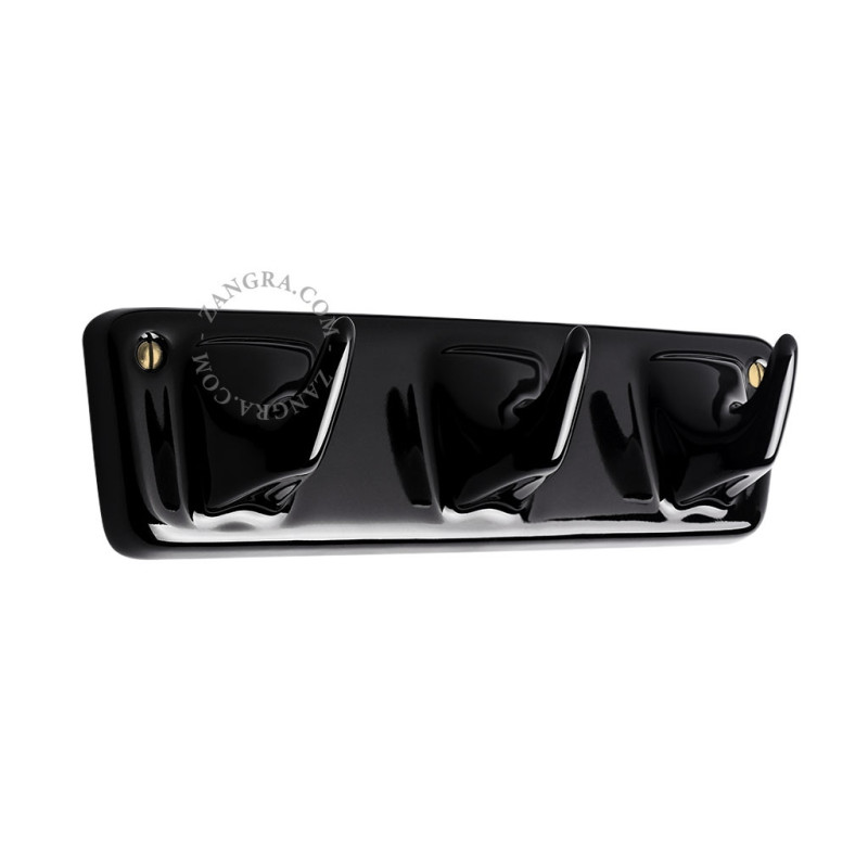 Porcelain wall hook – black Zangra