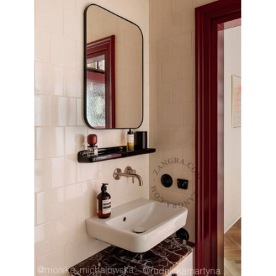 Porcelain wall rack with 4 hooks – black Zangra
