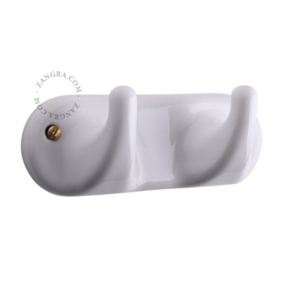 Porcelain wall rack with 2 hooks – white Zangra