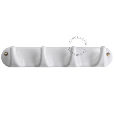 Porcelain wall rack with 4 hooks – white Zangra