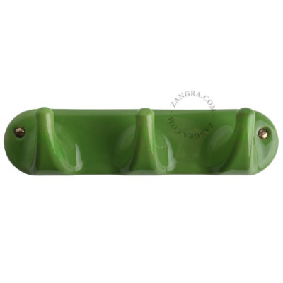 Haczyk porcelanowy- zielony – wieszak z 3 haczykami porcelanowy - zielony Zangra