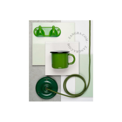 Porcelain wall rack with 4 hooks – green Zangra