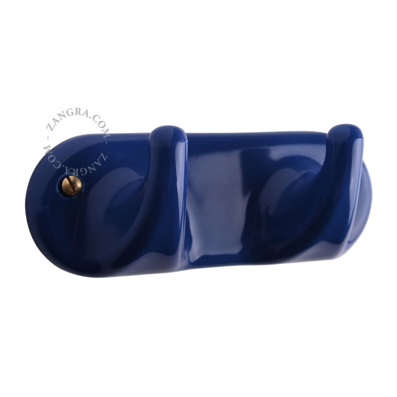 Haczyk porcelanowy - niebieski – wieszak z 2 haczykami porcelanowy - niebieski Zangra