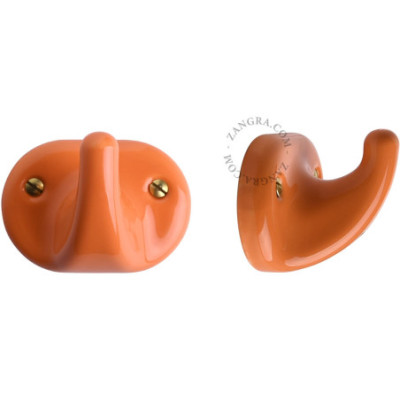 Porcelain wall hook – orange Zangra