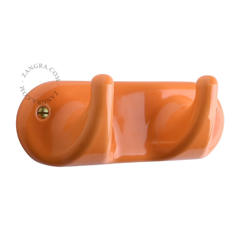 Haczyk porcelanowy - pomarańczowy – wieszak z 2 haczykami porcelanowy- pomarańczowy Zangra
