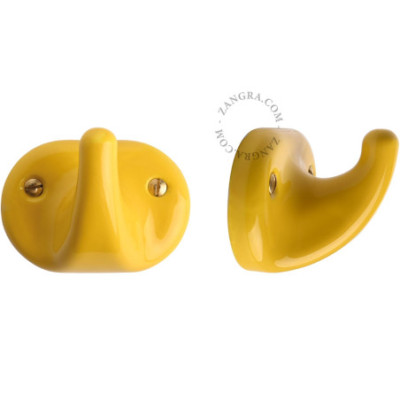 Porcelain wall hook – yellow Zangra