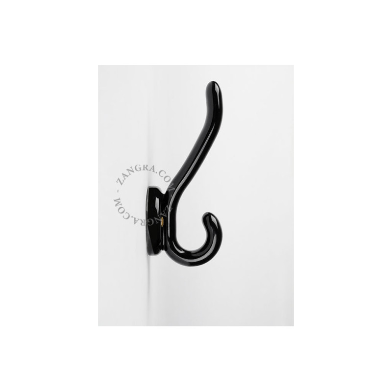 Babette porcelain wall hook – black Zangra