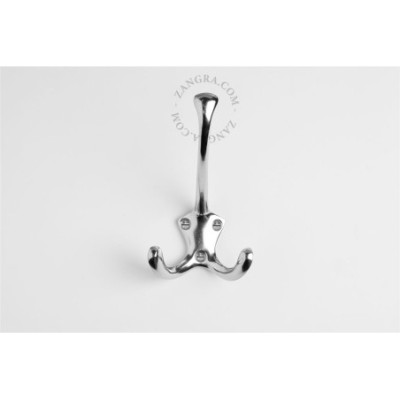 Aluminium triple wall hook – silver Zangra