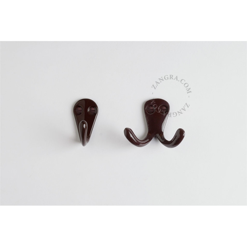 Aluminium double wall hook – brown Zangra