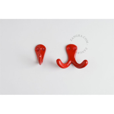 Aluminium double wall hook – red Zangra
