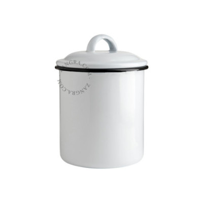 White enamel cup with lid – Ø 12 cm Zangra