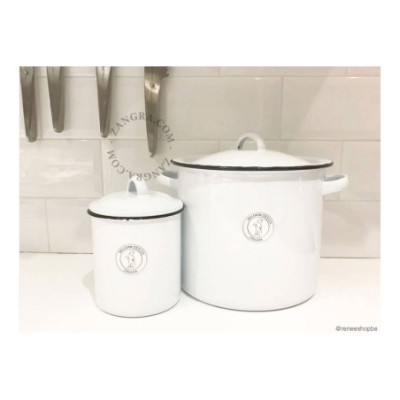 White enamel cup with lid – Ø 12 cm Zangra