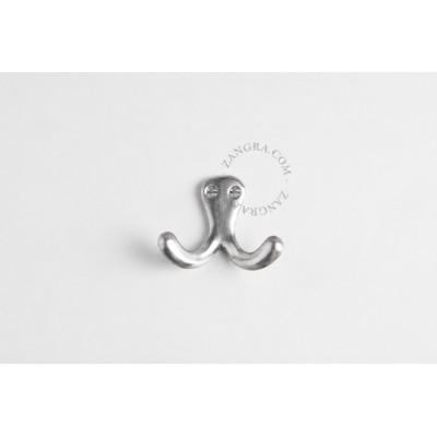 Aluminium double wall hook – silver Zangra