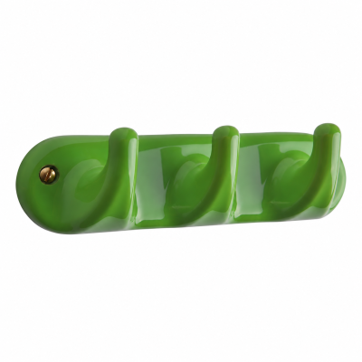 Porcelain wall rack with 3 hooks – green Zangra