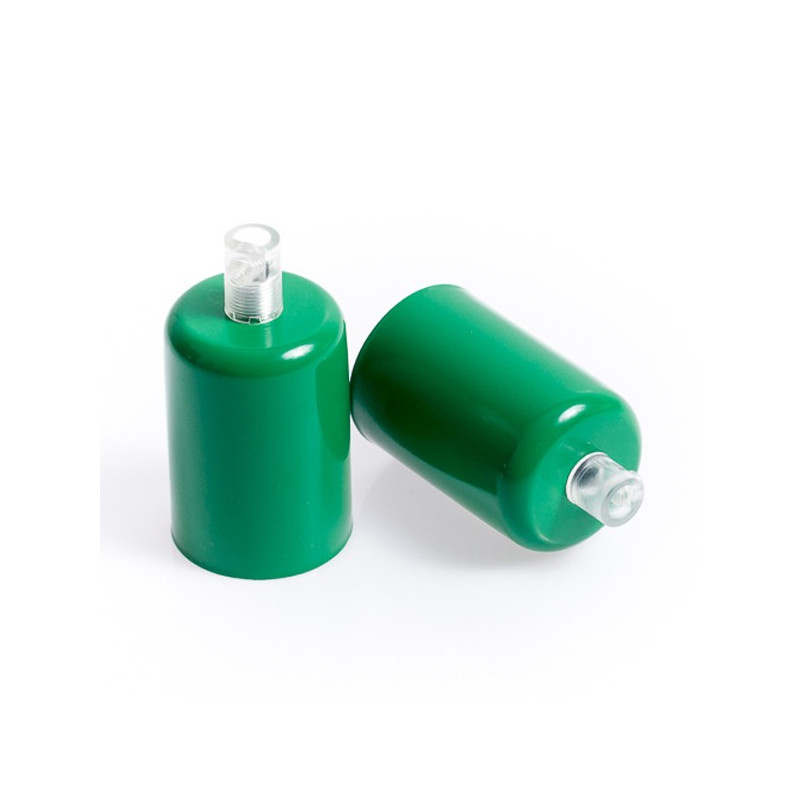 Metal lamp holder E27 lacquered in green