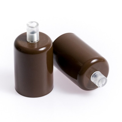Metal lamp holder E27 lacquered in brown