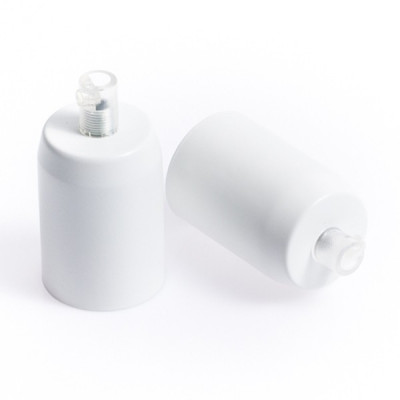 Matt white lacquered metal E27 lamp holder – Kolorowe Kable
