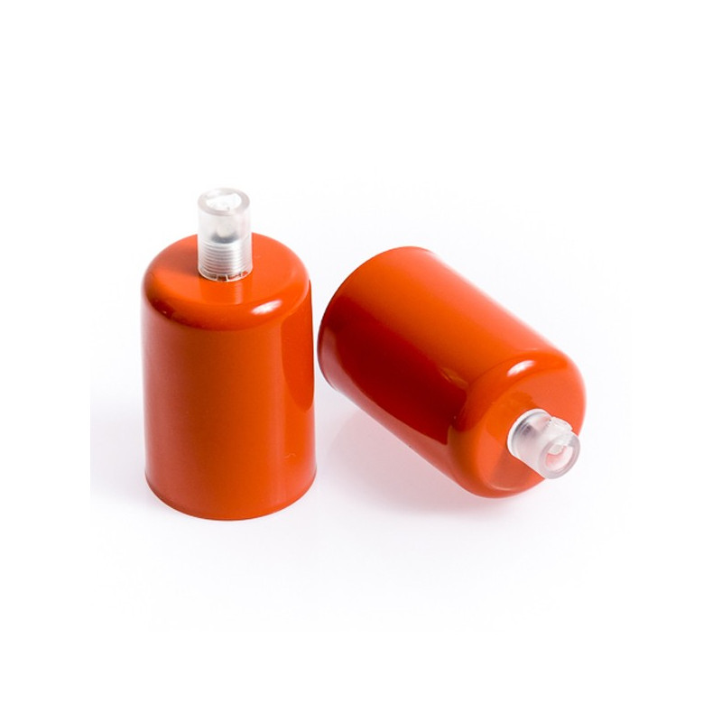Metal lamp holder E27 lacquered in dark orange