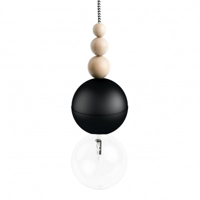Loft Bala textured black pendant light with black and white cable – Kolorowe Kable