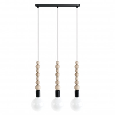 Loft Sfarer 3L black three-light linear pendant with white cables – Kolorowe Kable