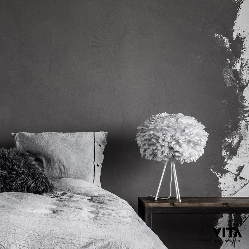 Light grey lamp with feathers Eos Medium UMAGE