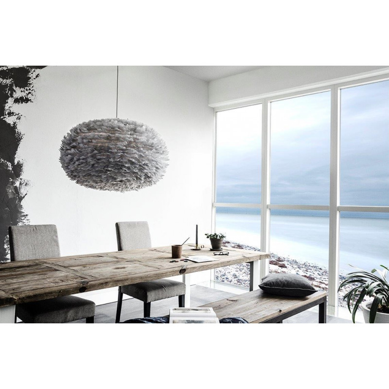 Light grey lamp with feathers Eos XL UMAGE