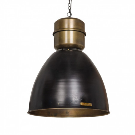 Industrialna lampa wisząca Voltera 46 cm - Matt Black / Brass – matowa czerń, mosiądz