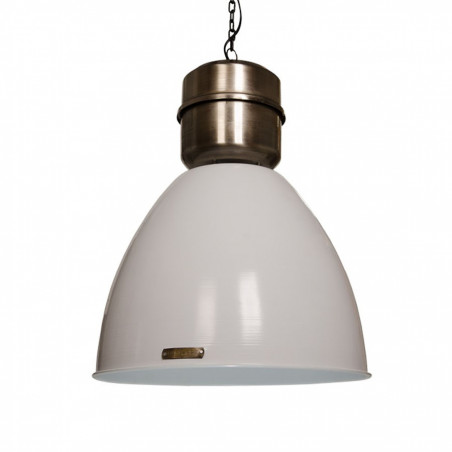 Industrialna lampa wisząca Voltera 46 cm - Shine White / Dark Nickel – biała