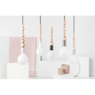 Loft Sfarer jasnoszara strukturalna lampa wisząca KOLOROWE KABLE